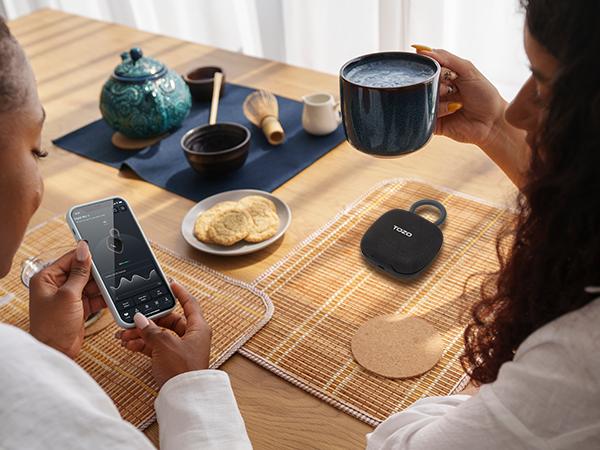 TOZO PE1 Portable Bluetooth Speakers with Adjustable Carabiner, Mini Bluetooth Wireless Shower Speaker with IPX8 Waterproof, 32H Playtime Punchy Bass Audio Speaker for Home, Outdoor and Travel, Black