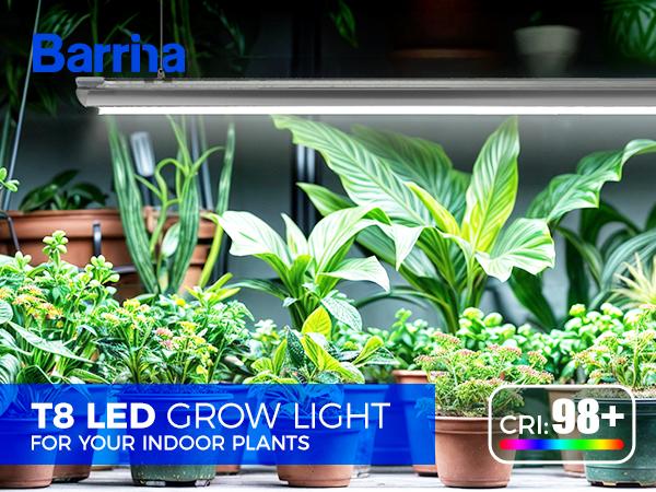 Barrina T8 Plant Grow Lights, 4FT 5000K Full Spectrum Daylight White, 252W(6 x 42W, 1400W Equivalent), V-Shape with Reflector Combo, 6 Packs