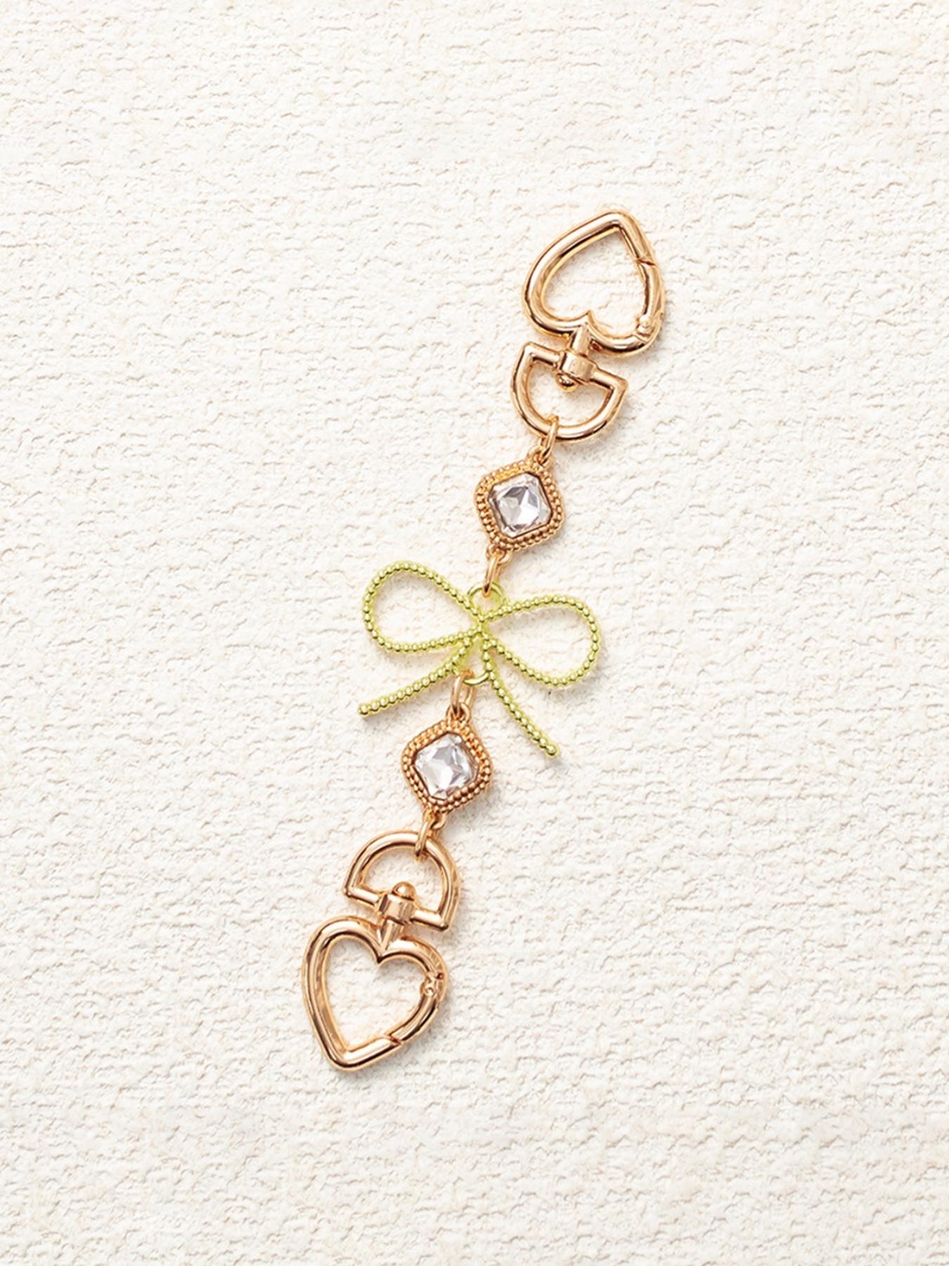 1PC Elegant Bow Flower Bag Chain Extender, Luxury Heart Clasp Handbag Charm, Aesthetic Rhinestone Keychain Accessory, Perfect Birthday Christmas Valentine's Day Gift for Women Girls, Trendy Bag Decor for Tote Backpack