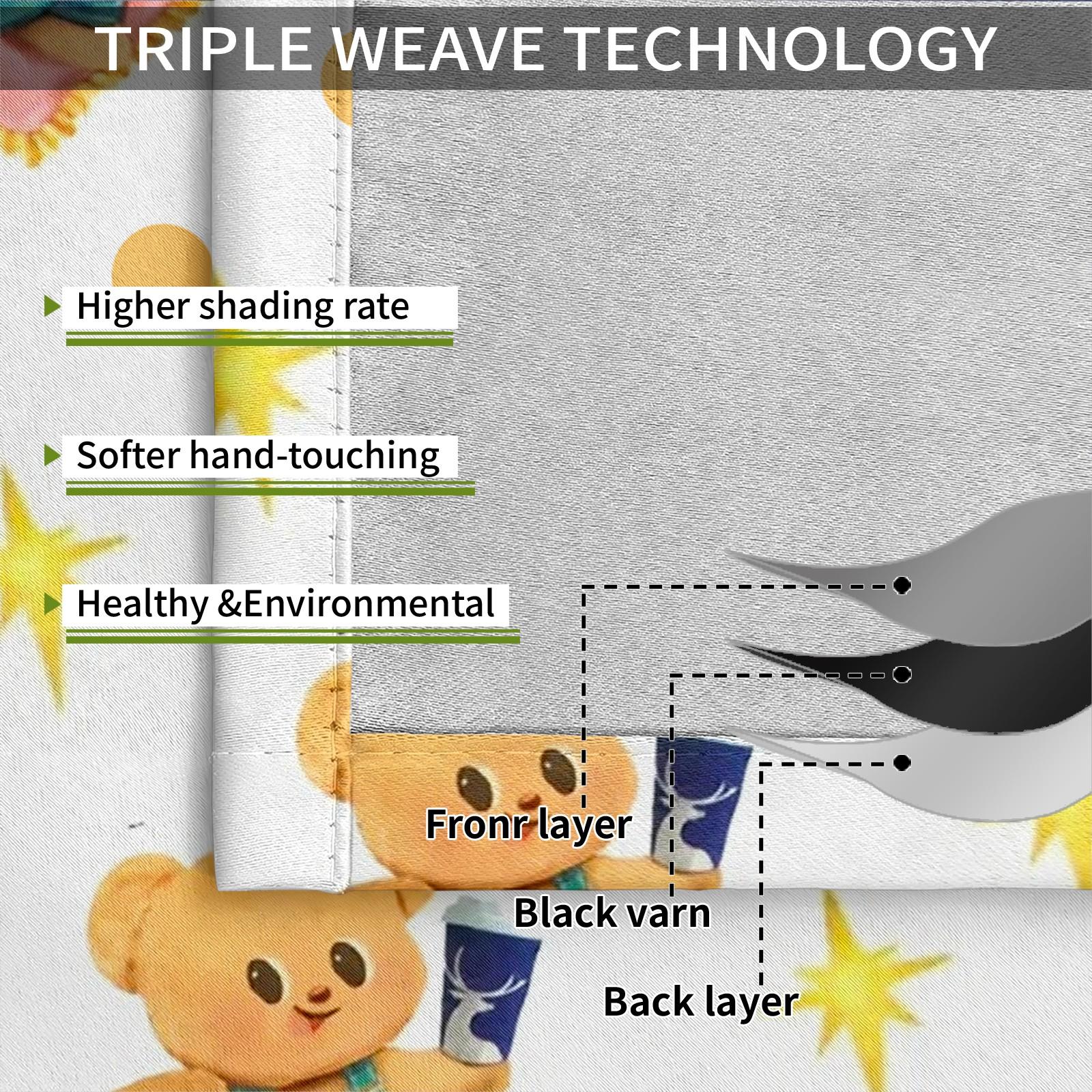 2 Pcs Cute Cartoon Bear 80% Blackout Curtains, Kawaii Teddy Bear Polyester Curtains for Kids Room & Nursery, Ideal Gift for Bear-Loving Kids