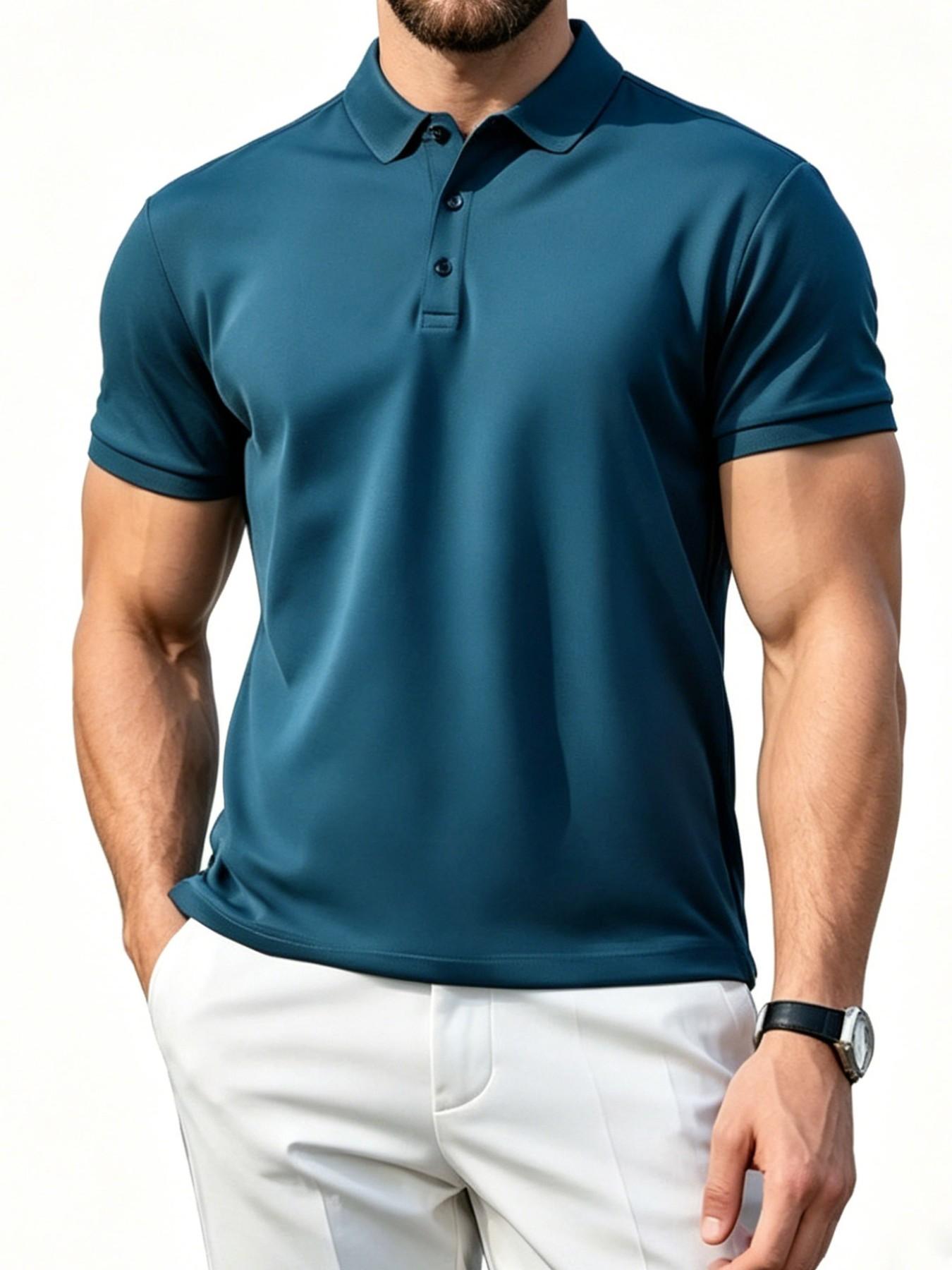 Unisex Short Sleeve T-Shirt, Solid Color Casual Polo Shirt, Breathable Quick Dry Workout Gear, Ideal for Sports, Running, Daily Wear