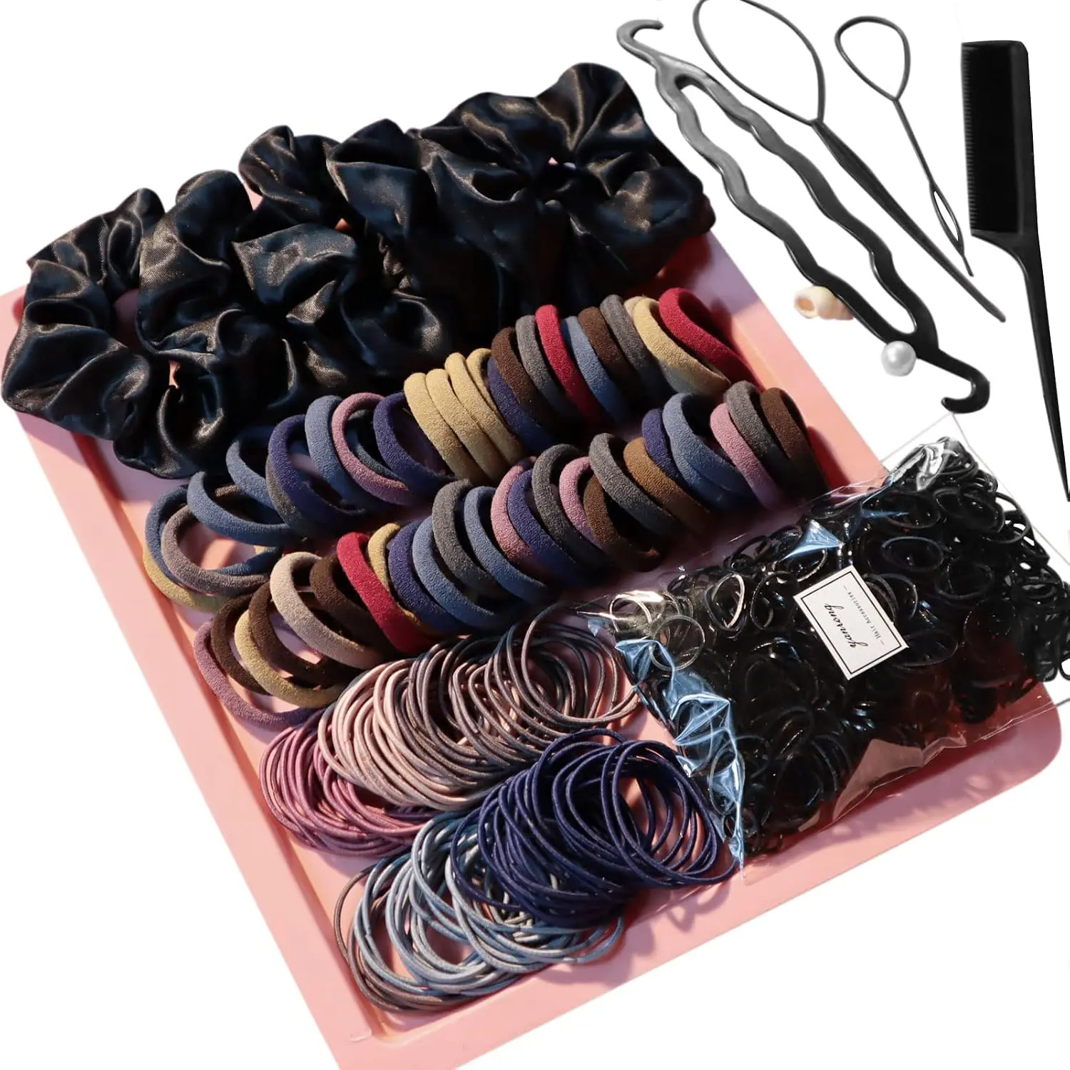 755PCS Hair Accessories for Woman Set Seamless Ponytail Holders Variety Hair Scrunchies Hair Bands Scrunchy Hair Ties For Thick and Curly (Mix)
