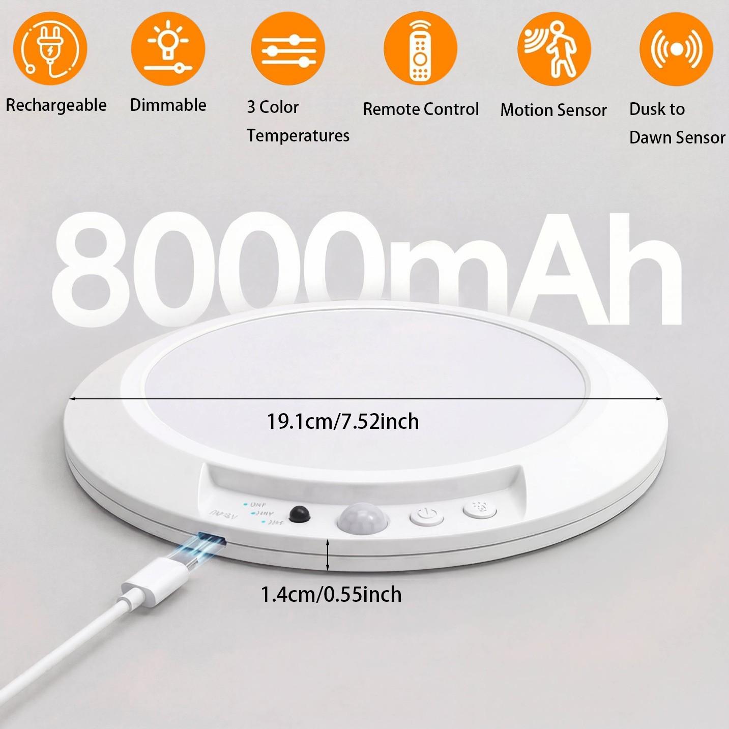 Rechargeable Motion Sensor Ceiling Light with Remote - Magnetic Wireless Ceiling Light Battery Powered for Closet Shower Stairs Shed Hallway Porch Patio ect,Suitable for various scenarios, easy to install