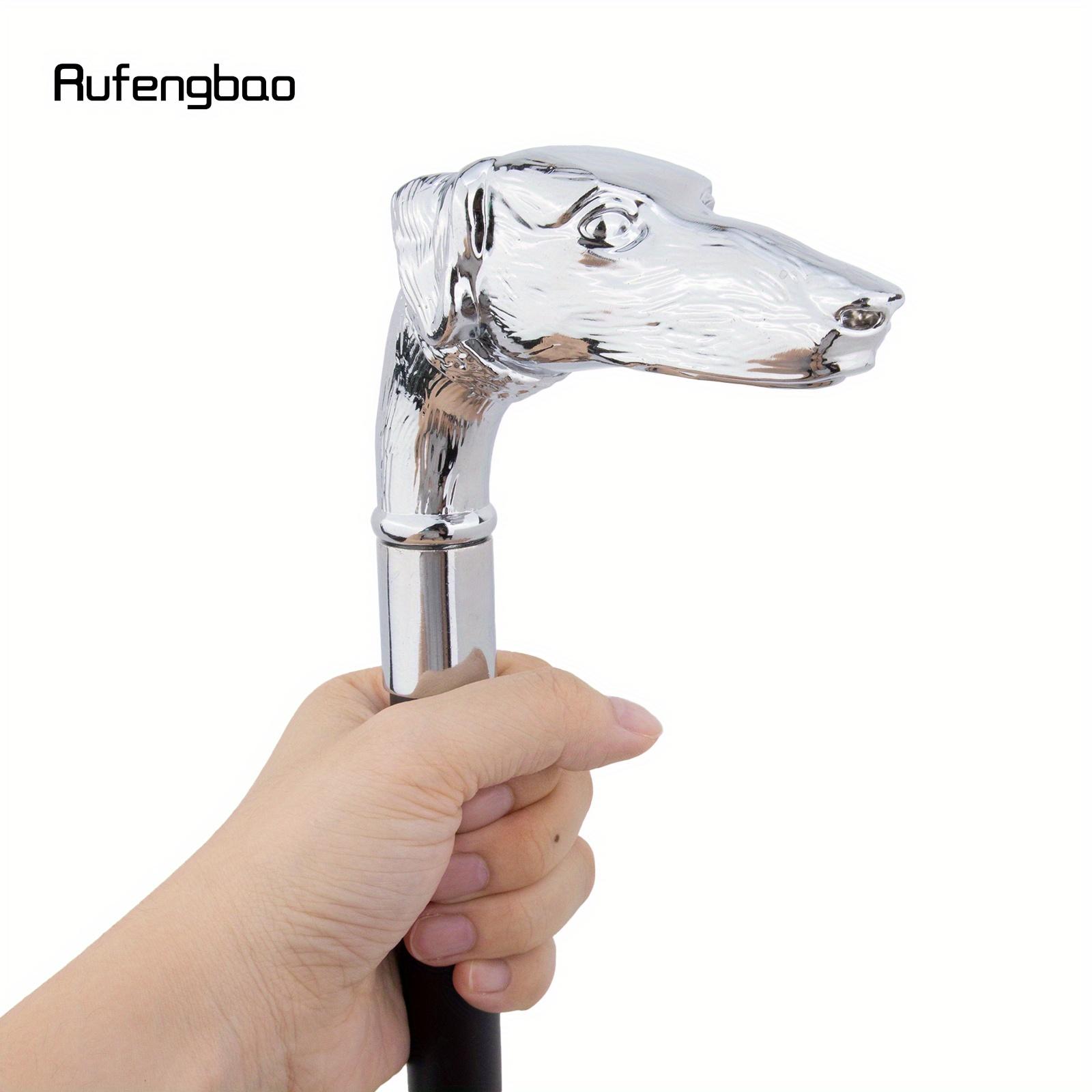 White Dog Sausage Dog Head Walking Cane Fashion Decorative Walking Stick Gentleman Elegant Cosplay Cane Knob Crosier 93cm