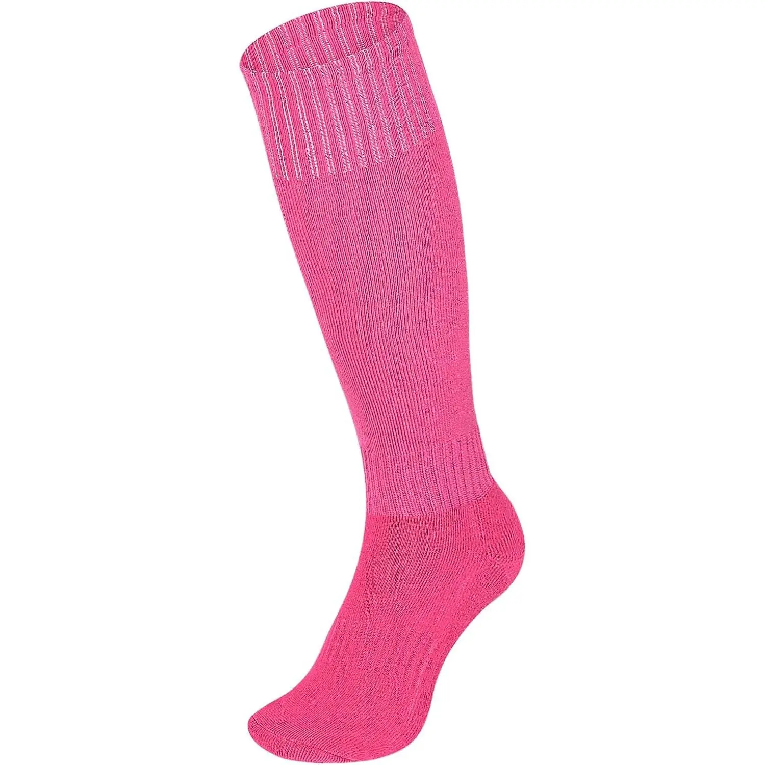 Knee High Pink Soccer Socks 2 Pairs, Breathable Unisex Long Sleeve Sports Socks, Team Sport OTC Cushion Long Tube Socks for Men & Women (Pink), 10