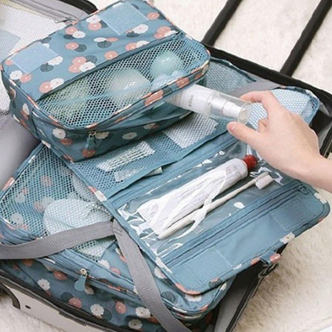 Multi-Functional Travel Makeup Bag, Large Capacity Cosmetic Bag, Double-Layer Waterproof Pouch, PU Leather Organizer, Portable Toiletry Bag