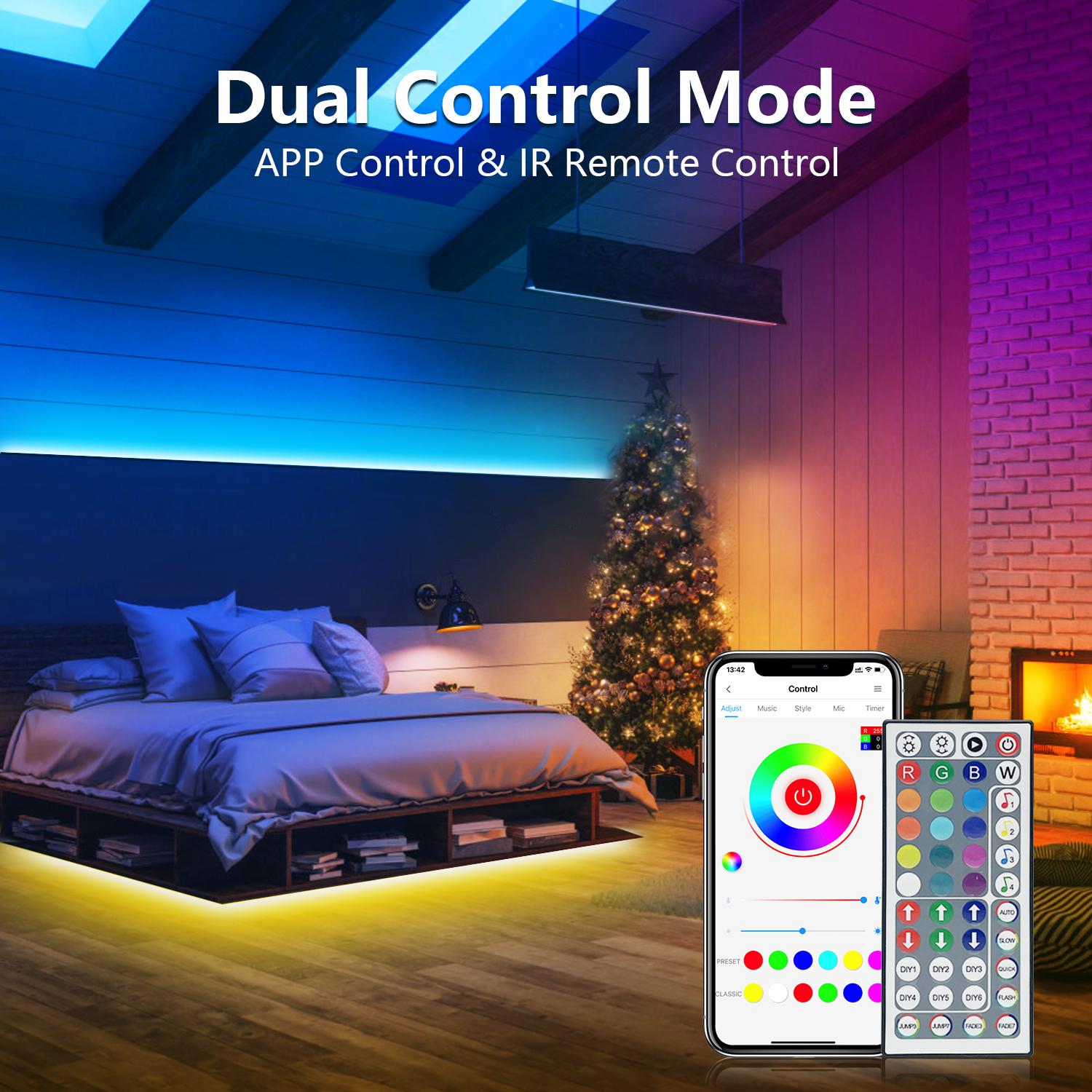 100FT 50FT WiFi Led Strip Lights Smart Led Light Strip Work with Alexa & Google Assistant RGB Music Sync Color Changing Led Light for Bedroom Decors
