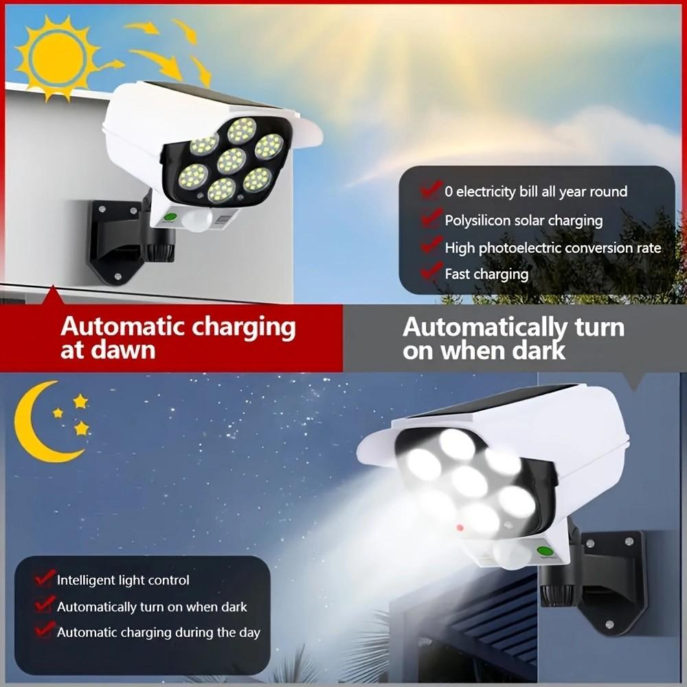 Solar Light Remote Control 77LEDs with 3-Mode Simulation Camera Outdoor Lighting Solution Solar Security Lights Durable and Efficient Design Perfect for Camping and Gardening