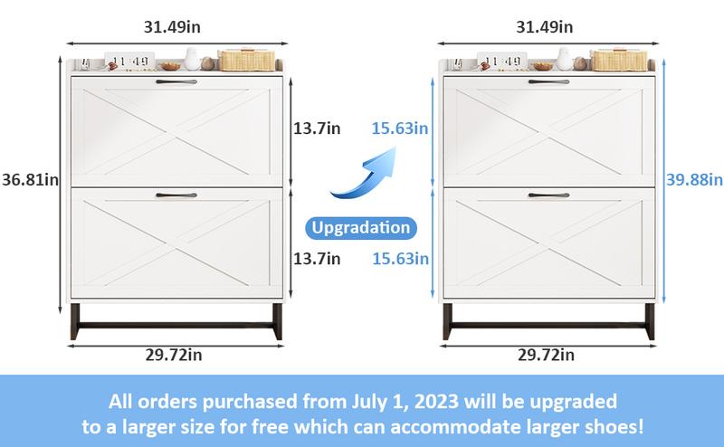 Vabches Shoe Storage Cabinet Freestanding Organizer With Metal Legs For Entryway