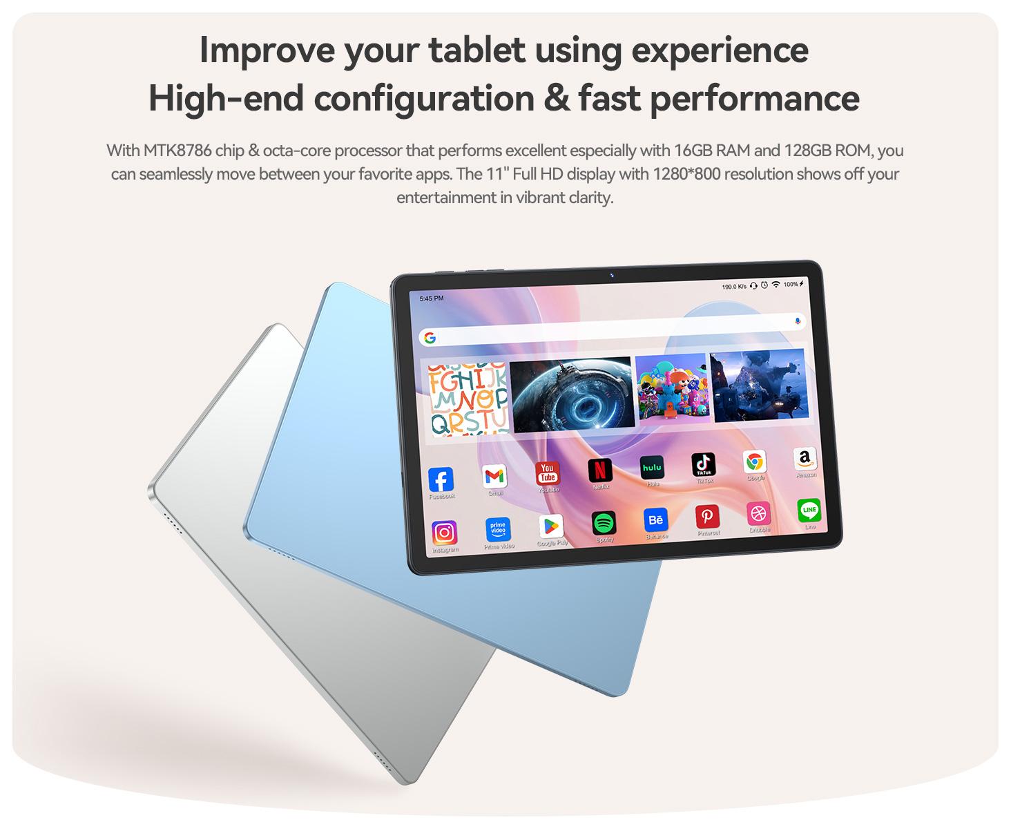 Android Tablet, 11 inch Android 15 Tablet, MTK8786 Octa-Core