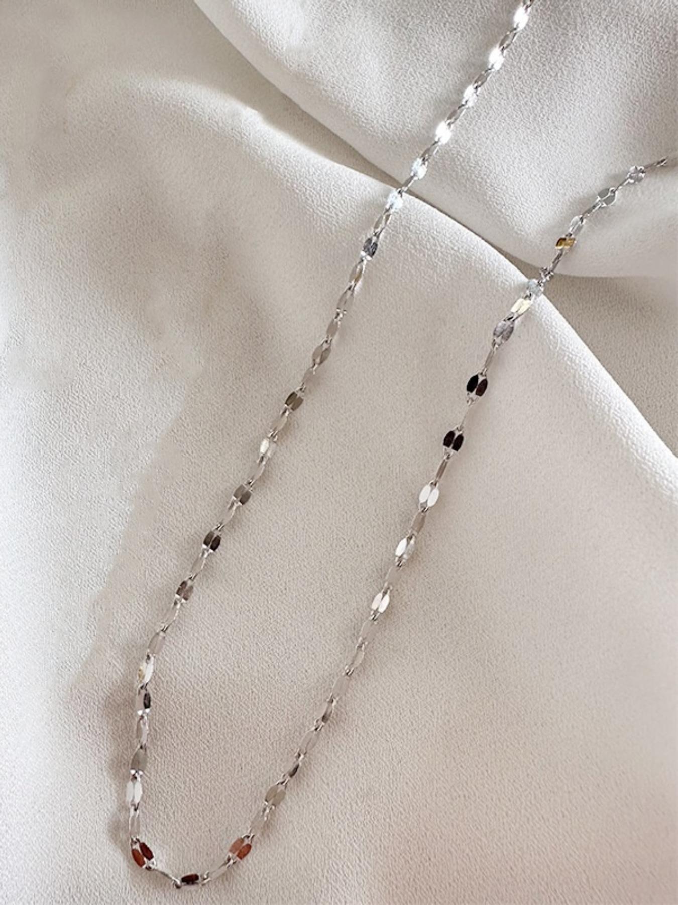 S999 Sterling Silver Minimalist Chain Necklace Exquisite Trendy Pendant for Women & Girls, Fashion Jewelry for Party, Daily Clothing Decor, Trendy All-match & Exquisite Jewelry for Birthday Gift