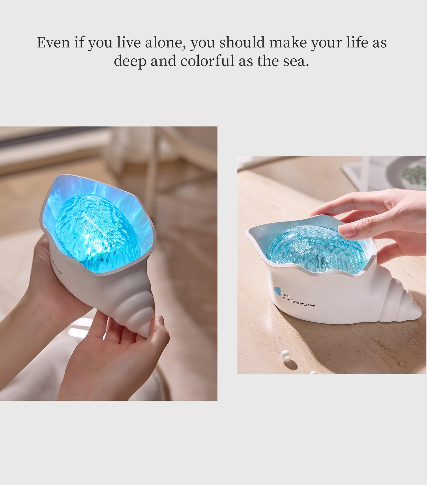 Seashell Starry Night Projector Lamp, 7 Colors Wave Atmosphere Light, 360° Rotating Ceiling, Romantic Gift for Girlfriend, Friends, Children, Atmosphere Lighting