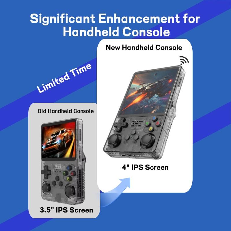 Boyhom R36plus Retro Handheld Gaming Console, 4 Inch IPS Display, 64GB 128GB Storage, WiFi, Nes Snes Game Boy Advance N64 Ps1 Psp Emulator