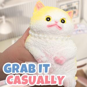 Household daily necessities 1pcs Yellow Big Squishy Cat Toy, Handmade Large Cute Soft Cat Funny Squeeze Toys for Stress Relief, Cat Shaped Squishy Toys,Cat Toy pet Simulation Cut cat Pinch Toy