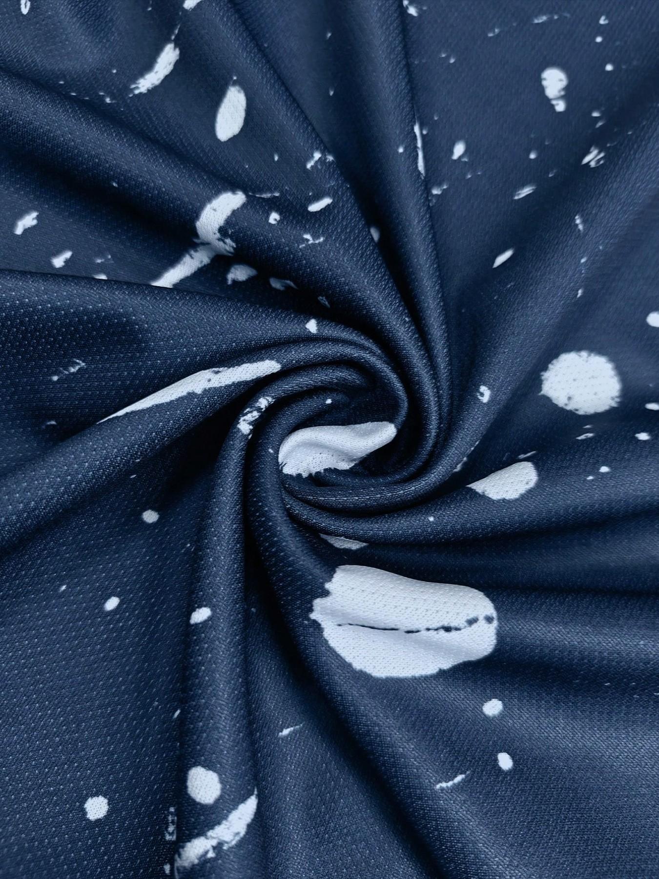 Men's World Cup 2026 Monterrey Style Soccer Jersey, Blue & Splatter Print, Short Sleeve, Casual Fitted, All Seasons