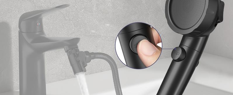 Sink Hose Attachment for Faucet with 5 Adapters, Tub Faucet Sprayer Attachment, 3 Spray Modes Shower Head with ON/OFF Button, Filtered Shower Sprayer Attachment for Tub Faucet