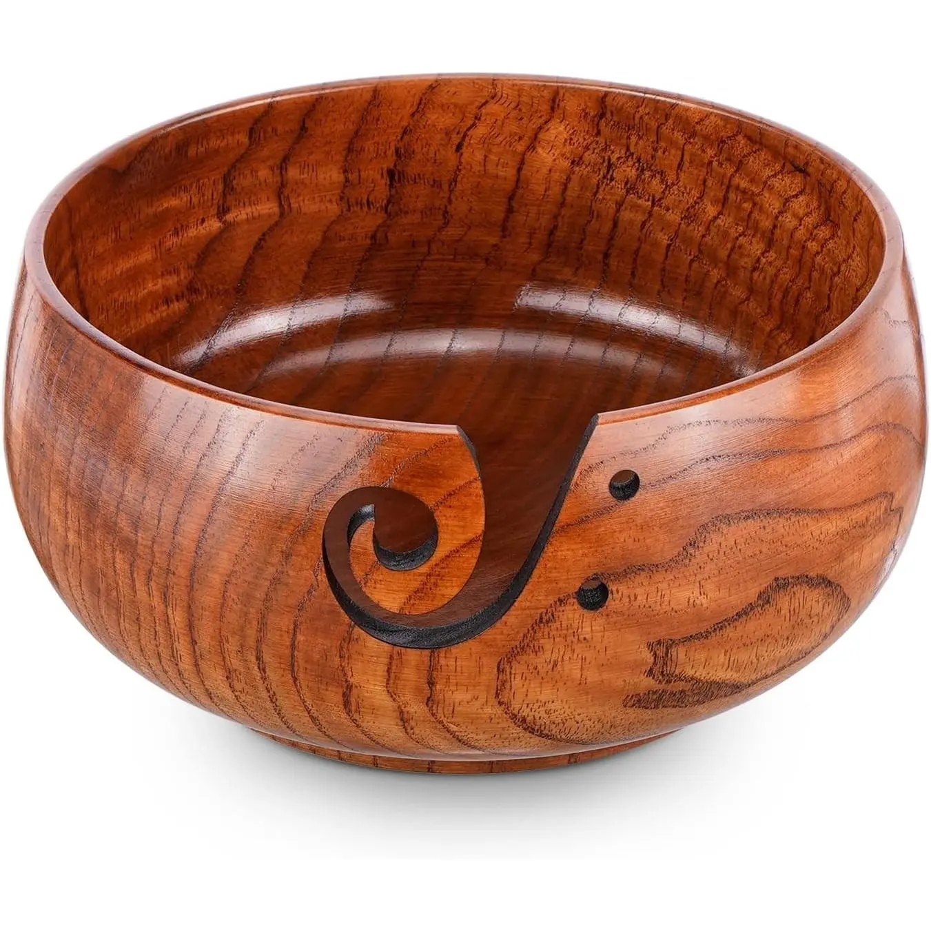 Wooden Yarn Bowl, Knitting Yarn Bowl with Holes Storage Handmade to Prevent Slipping, Perfect Yarn Bowl for Crocheting and Knitting Mothers Day Gift 6" x 3"