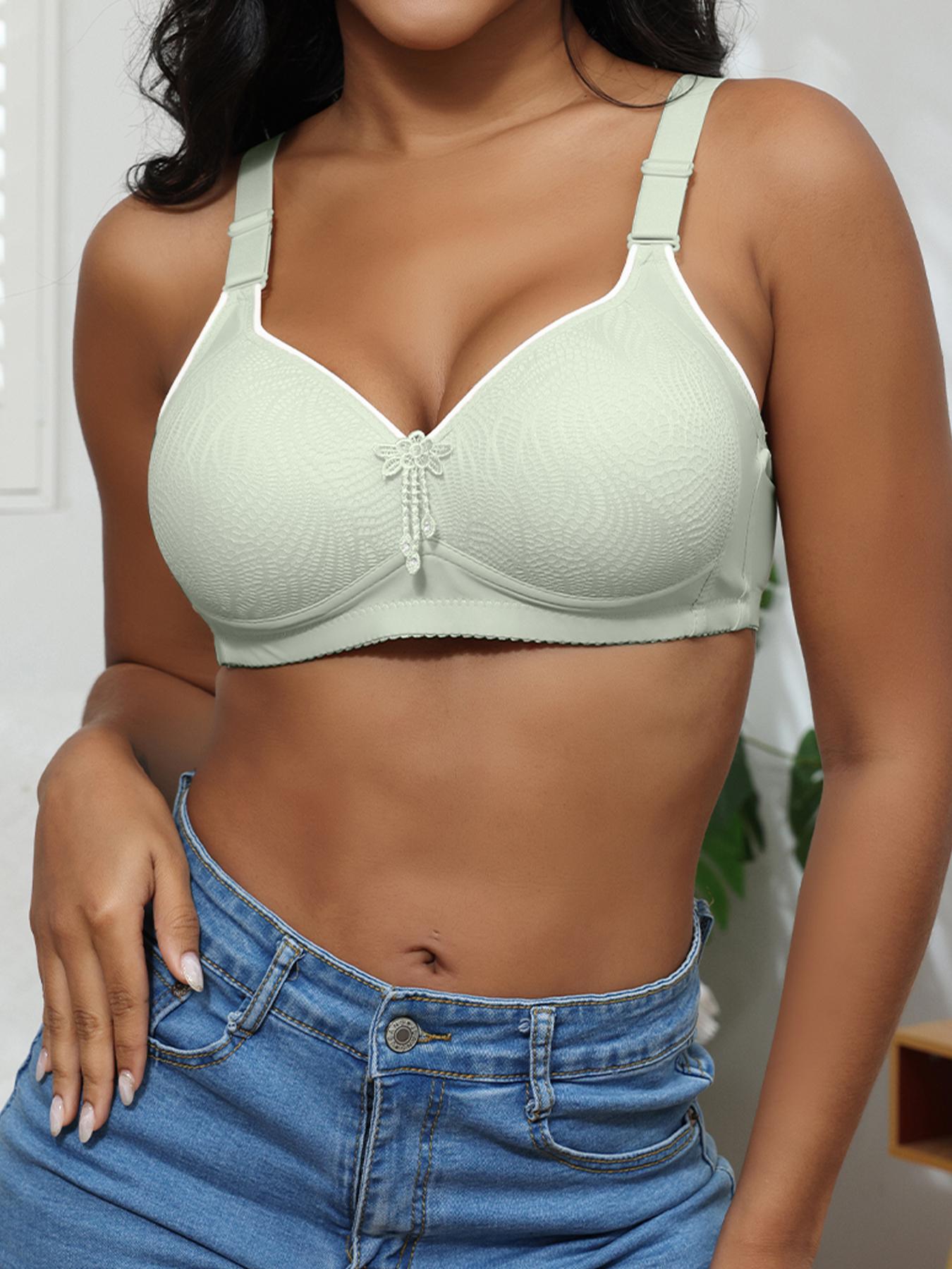 J6PCS EssElegance Push-Up Jacquard Bra - Adjustable Support Straps & Wire-Free Daily Comfort,Women's Lingerie & Underwear