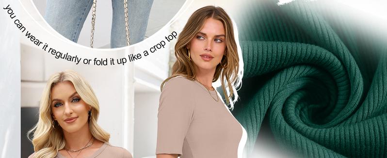 ANRABESS Womens Half Sleeve Crewneck Tops Ribbed Knit Slim Fit Shirts Basic Tee 2025 Spring Summer Dressy Casual T-Shirts