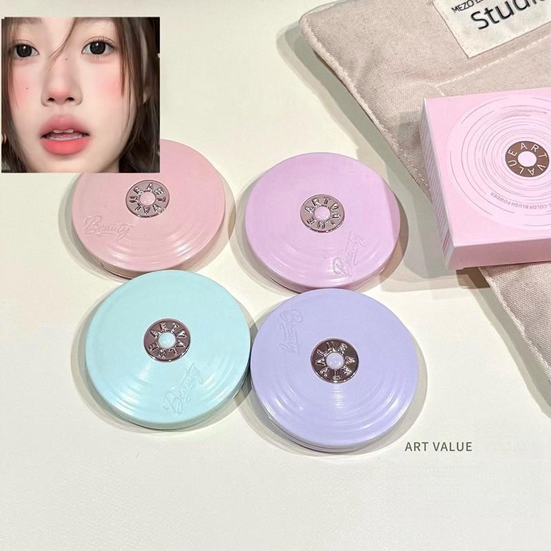 Spring Monochrome Blush Powder, Cute Atmosphere Macaron Series, Visible Color Blush Palette, Suitable for All Skin Types, Brightening Effect