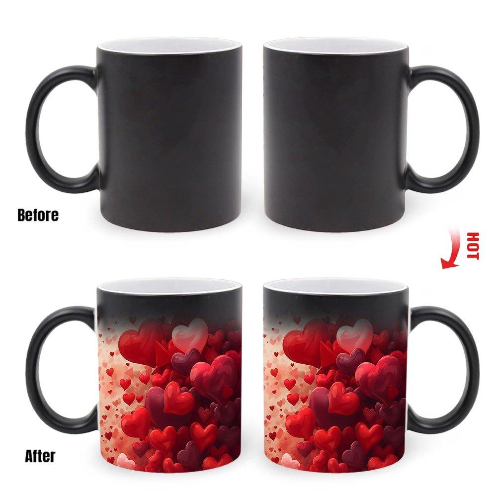 1 11 oz Magic Mug, Heat-Changing - Ceramic Mug, Love Design, Perfect for Valentine's Day, Weddings, Anniversaries, Birthdays and Christmas