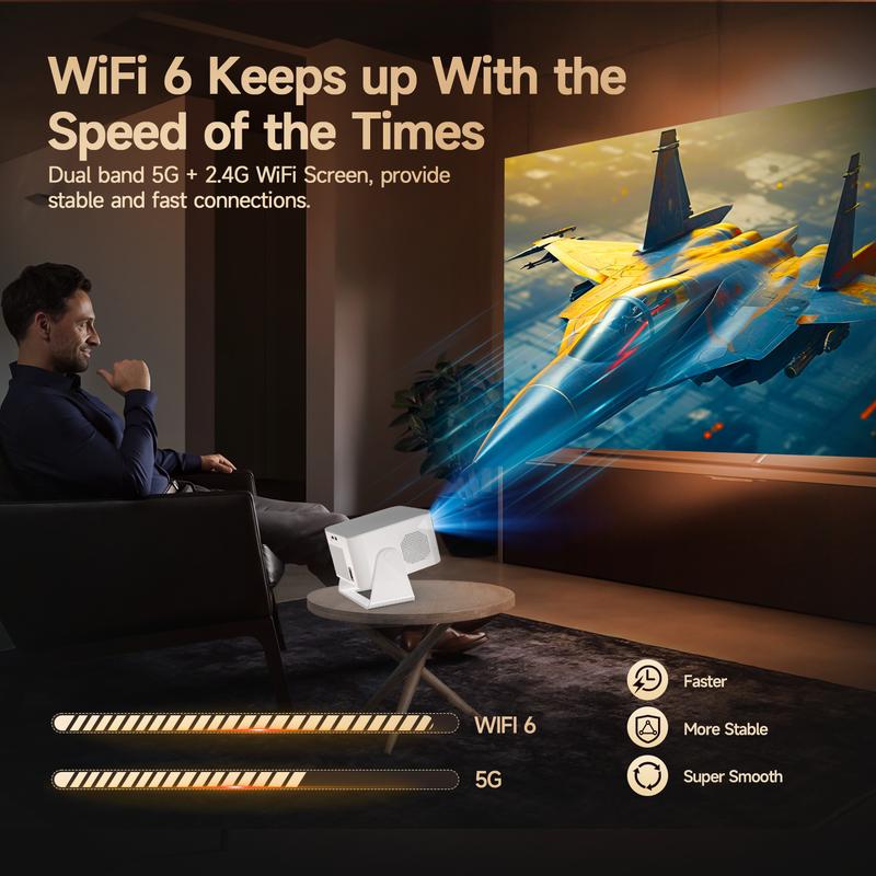 [US warehouse] Magcubic HY350MAX Projector 900ANSI Auto Focus 8K Decode Android 14 Allwinner H726 Built-in 15W HiFi Speaker Dual WiFi6 BT5.4 Native 1080P 1.0:1 short Throw Portable Smart Projector For Home Cinema Movie Night, Gift, Black Friday