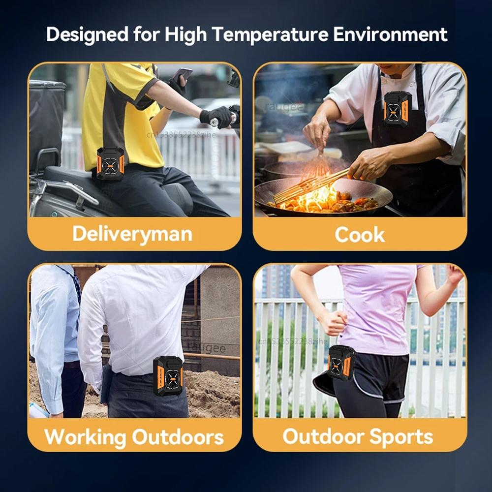 Portable Waist Fan USB Rechargeable Waist Clip Fan with Power Bank Personal Cooling Fan Wearable Belt Fan Lithium Battery Fan Battery Powered Fan for Outdoor Travel Working Sport