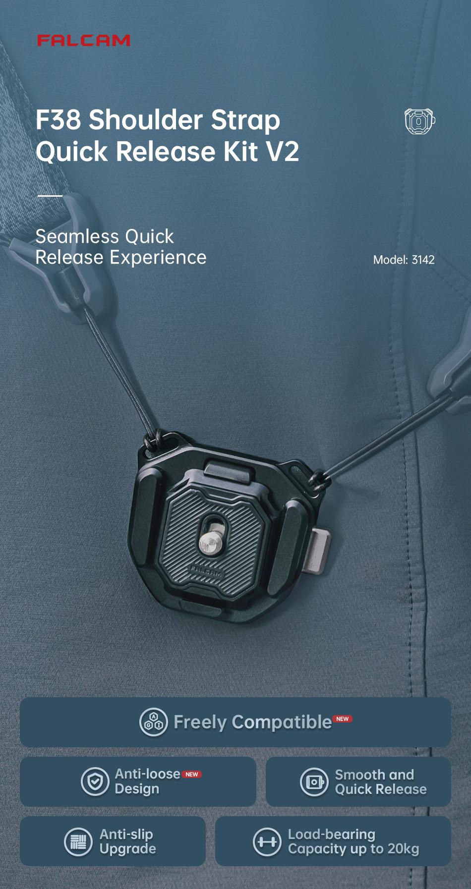 Ulanzi x Falcam F38 Quick Release System for Backpack & Shoulder Strap, upgraded Backpack Clip Kit, Shoulder Strap Mount for Gopro Sony Canon Nikon DSLR Camera Cage Quick Release Kit Base Arca-Swiss