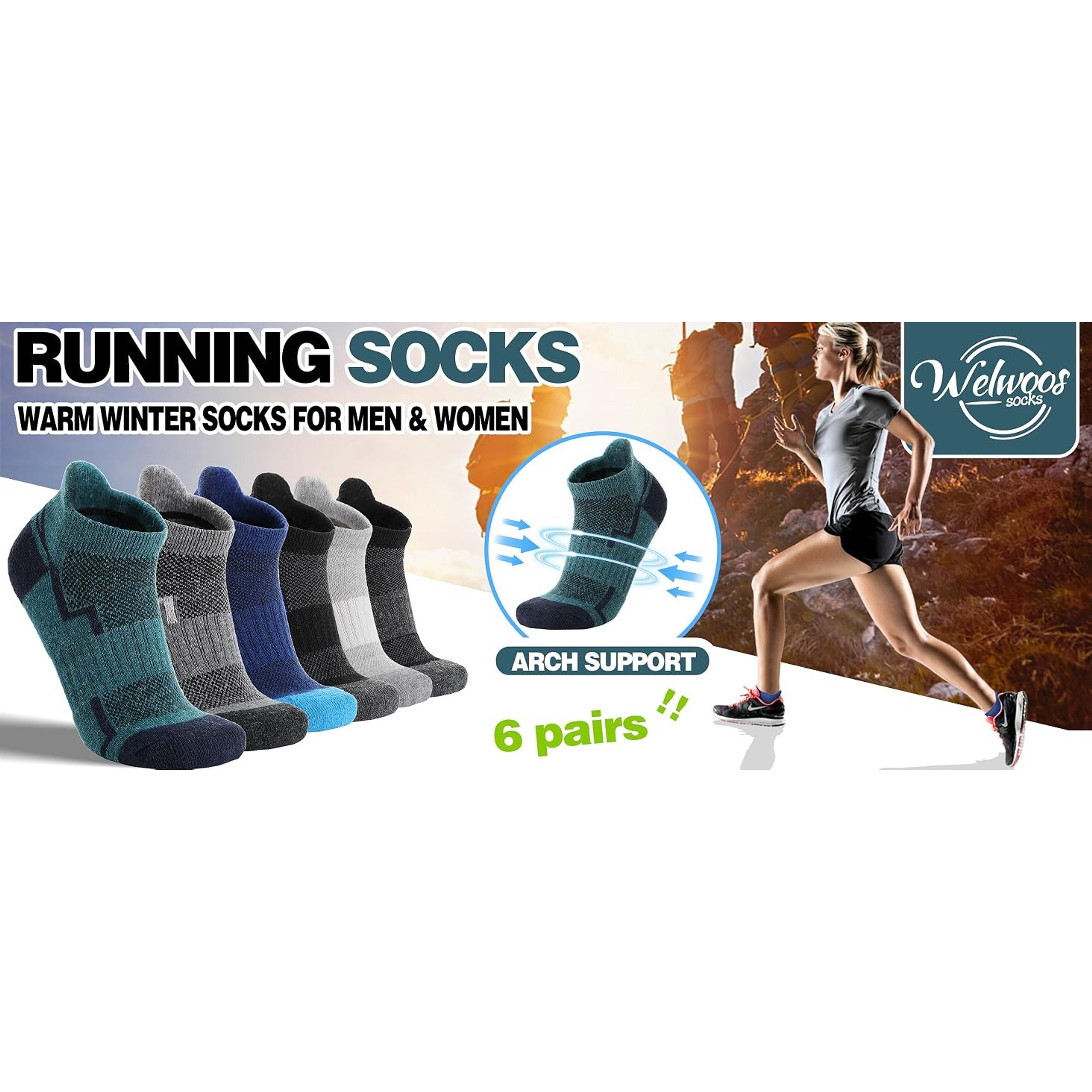 6 Pairs Merino Wool Ankle Hiking Running Socks Compression Support Thick Athletic Low Cut Socks for Women Men
