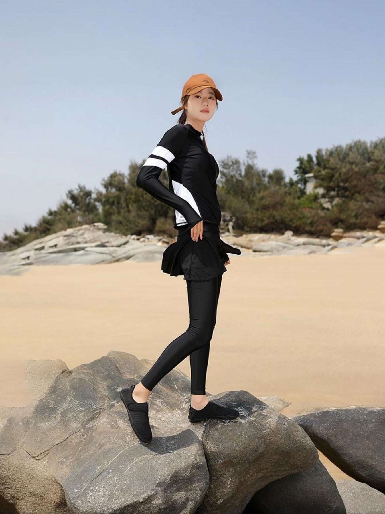 Women's Lightweight Breathable Striped Casual Sports Shoes, Velcro Fastening, Wrapped Heel Design, Perfect for Walking, Outdoor Beach, Fitness Yoga