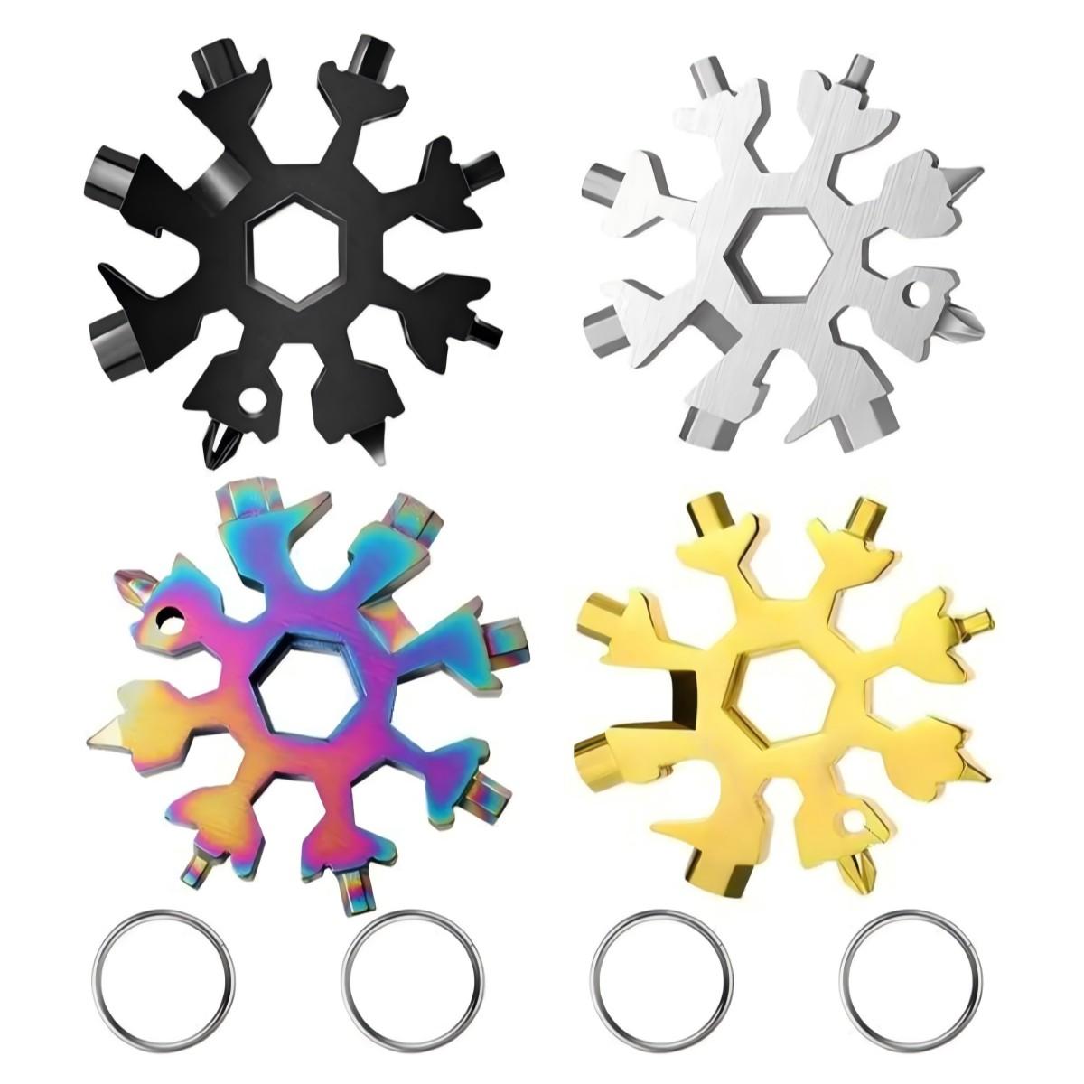 1 Pcs 18-In-1 Multi-Tool Snowflake Design, Stainless Steel Portable Wrench, Screwdriver & Bottle Opener, Essential Survival Tool for Outdoor Adventures