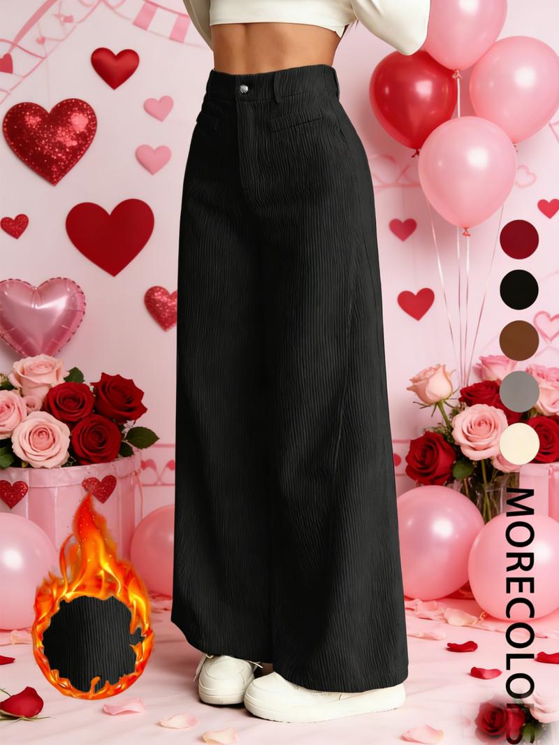 New Corduroy Wide Leg Pants High Waist Loose Fit Women's Casual Long Trousers, Comfortable and Stylish Ladies' Clothing