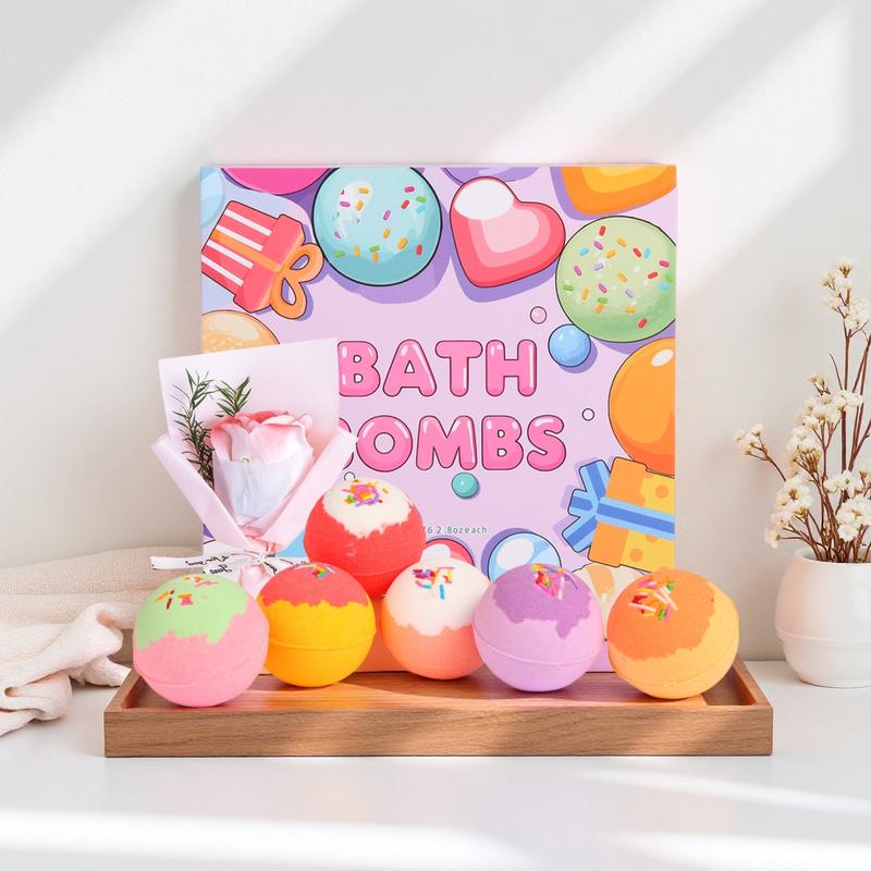 Aromatherapy Bath Bombs Rose Gift for Women Home Spa Valentines Day Gifts, 6pcs Bath Additive Handmade Bubble Bath Fizzes Rich in Essential Oils Self Care, Gifts for Mother Father Day, Perfect for Wife, Girlfriend, Sisters on Birthday, Anniversary, Travel