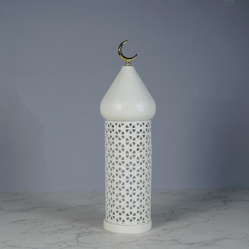 Islamic Mosque Style Hollow Candle Holder, Ramadan Decoration, 1pc New Moon Lantern, Eid Mubarak Ornament, Festive Home Decor, Interior Decoration Accessories