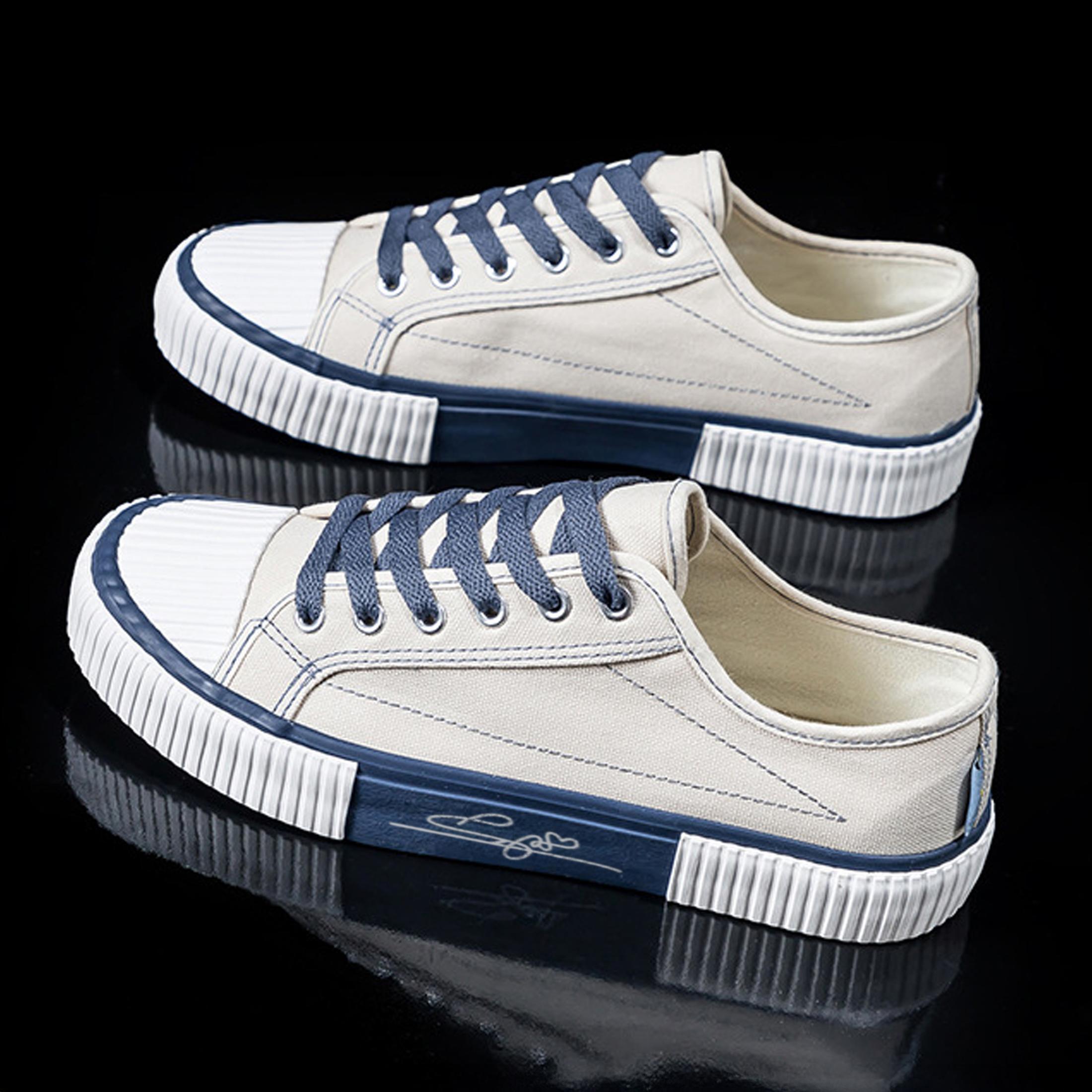 Women'S Casual Fashion Sneakers Low Top Round Toe Lace-Up Shoes, Fabric Upper & Inner, Rubber Sole Flat Sports Footwear