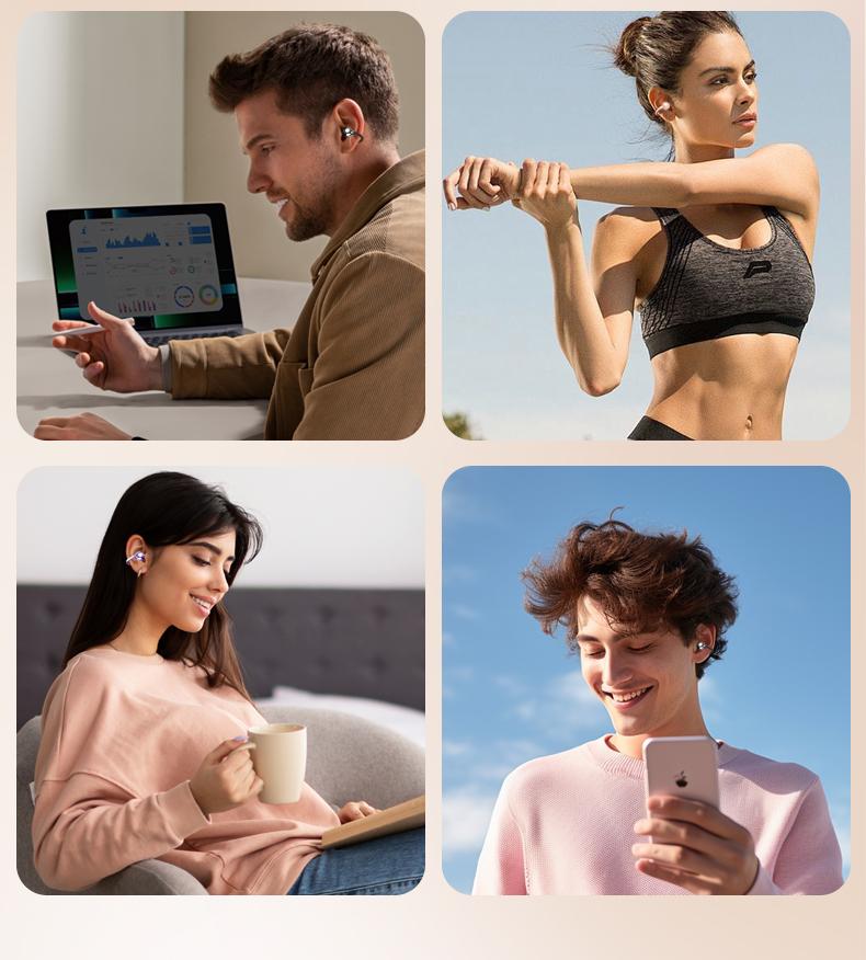 ZIHNIC M108 Clip-on Earbuds,Open Ear Earbuds WirelessBluetooth 5.4,Lightweight Open Ear Headphones with C-Shaped Bridge,Slim Hook,50H Battery,Waterproof,forGlasses Wearers and Workouts