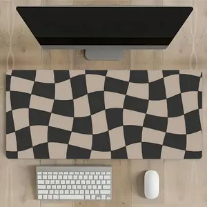 1pc Black and Beige Abstract Square Large Gaming Mouse Pad Desk Pad | Non-Slip Base, Polyester and Rubber Material, Ideal for Work, Game, Home, Great Gift for Boyfriend/Girlfriend