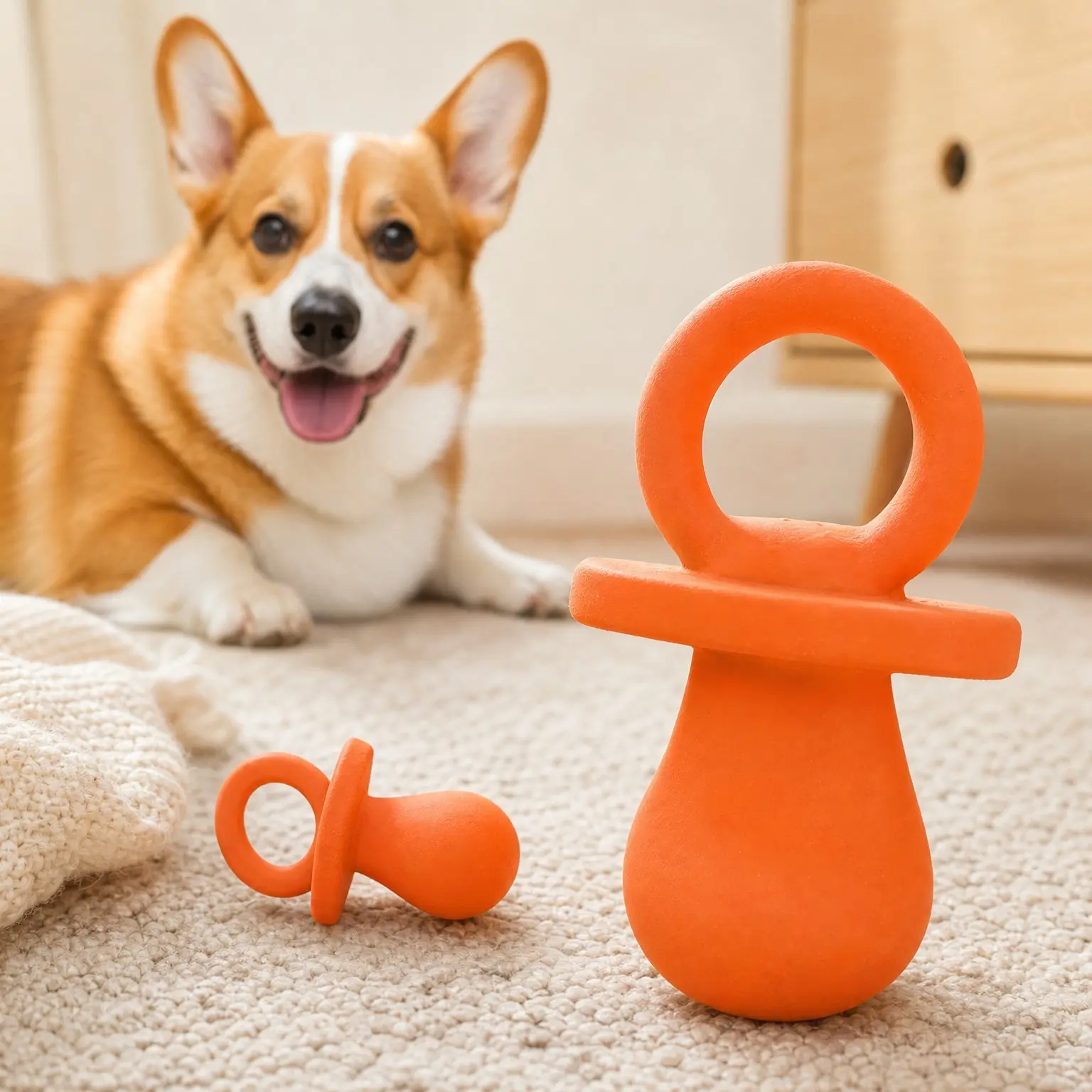 Puppy Pacifier Latex Dog Toy – Soft Binky-Shaped Chew for Teething Puppies & Small Dogs, 4.5 Inch, for Light Chewers Only, Squeaky Natural Latex, Assorted ColorsGift