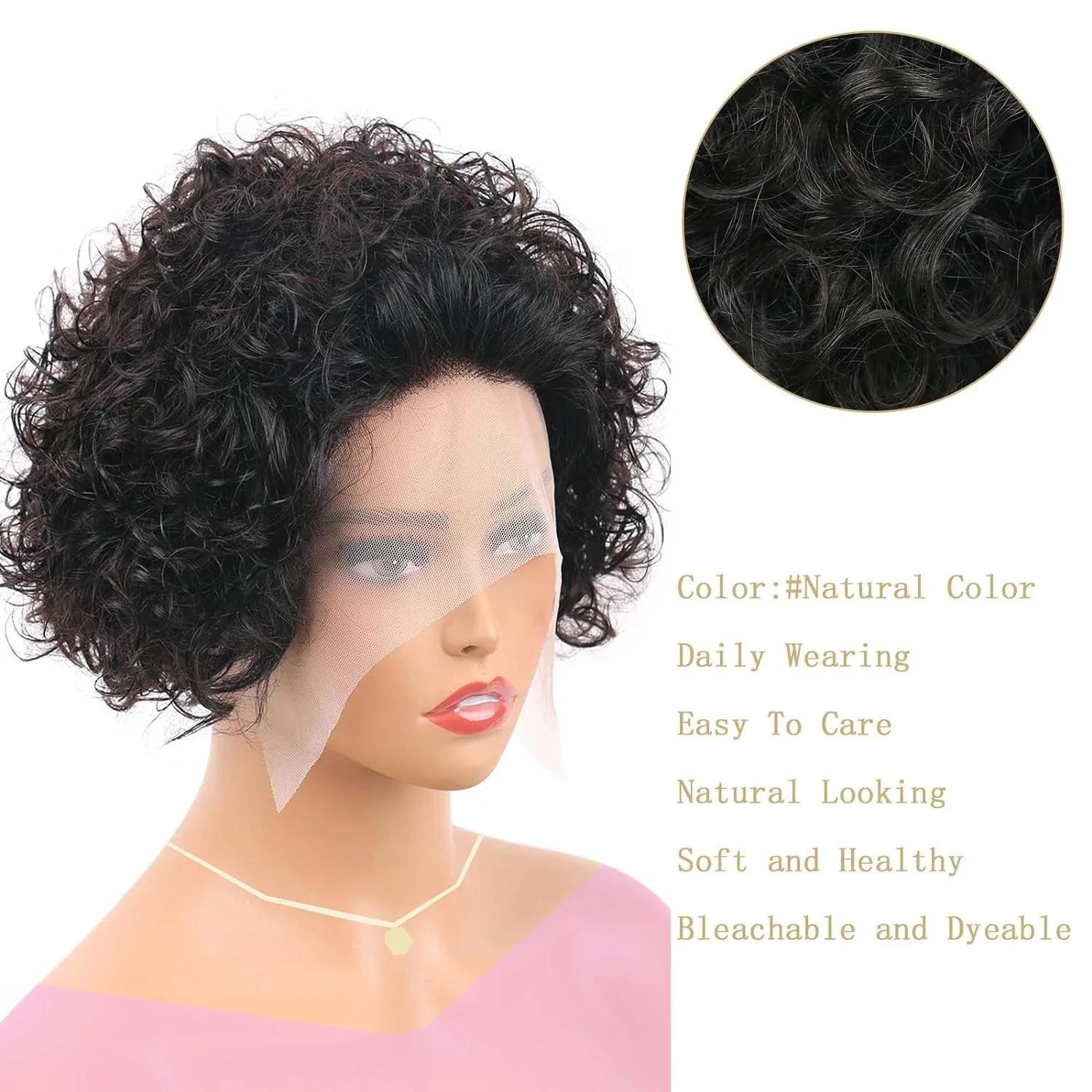 Short Human Hair Wigs for Black Women Pixie Cut 13x1 Lace Front Wig 150% Density Brazilian Bob Wig Natural Black Short Lace Wigs Short Human Hair Wigs for Black Women Pixie Cut 13x1 Lace Front Wig 150% Density Brazilian Bob Wig Natural Black Short Lace Wigs