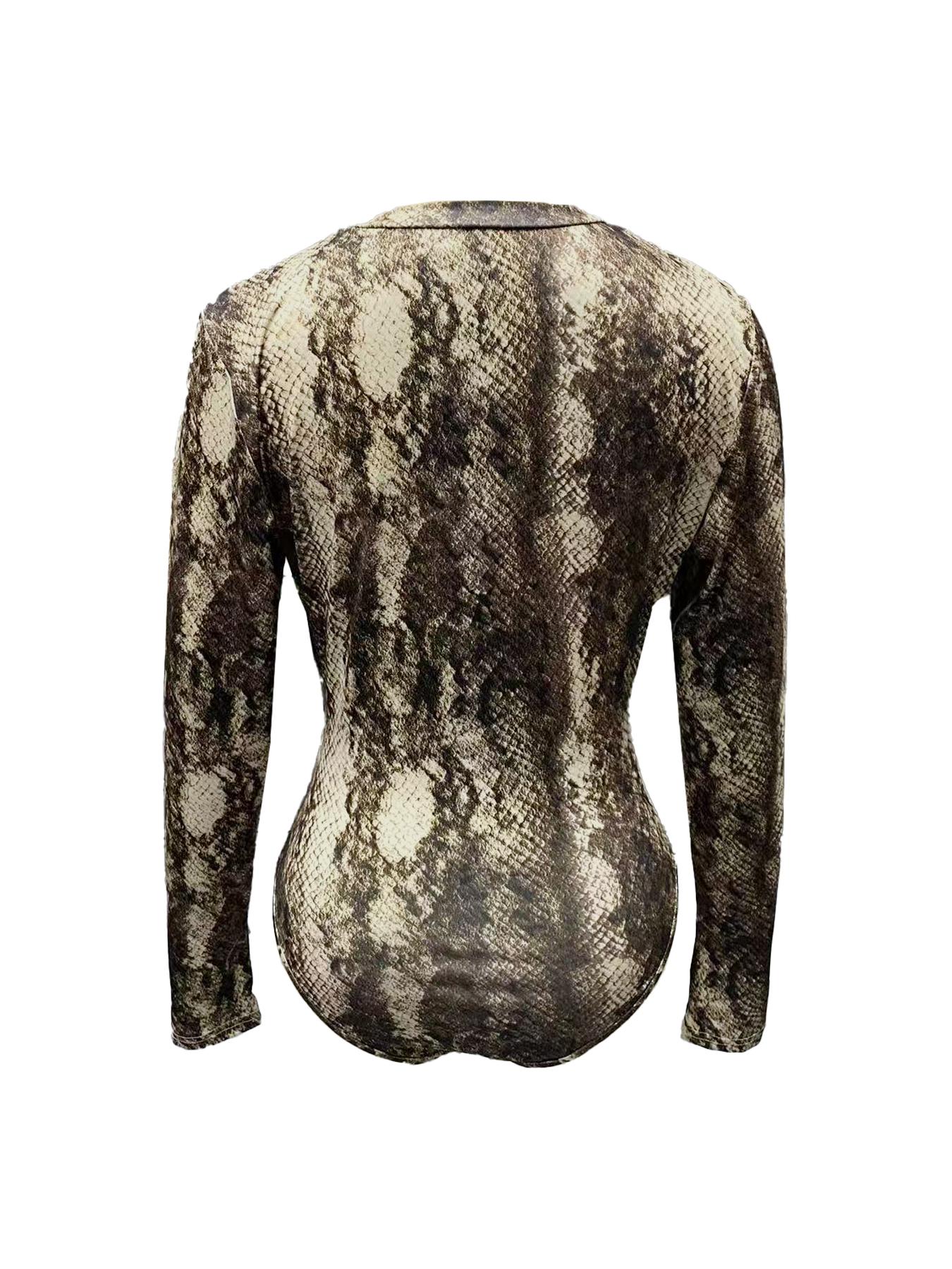 Women's Leopard Print Zipper Thumb Hole Design One-piece Bodysuit, Fashion Casual Long Sleeve Bodysuit for Daily Outdoor Wear, Women Clothes for Spring & Fall, Womenswear