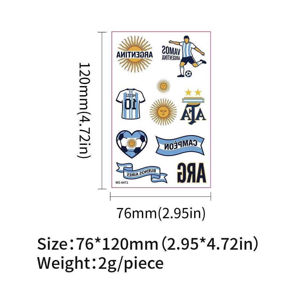 World Cup National Flag Temporary Tattoos, Waterproof Country Flag Fake Tattoos for Soccer Fans, 2026 Football Match Party Favors, Spain/France/Canada/Netherlands/Mexico/Brazil Patterns