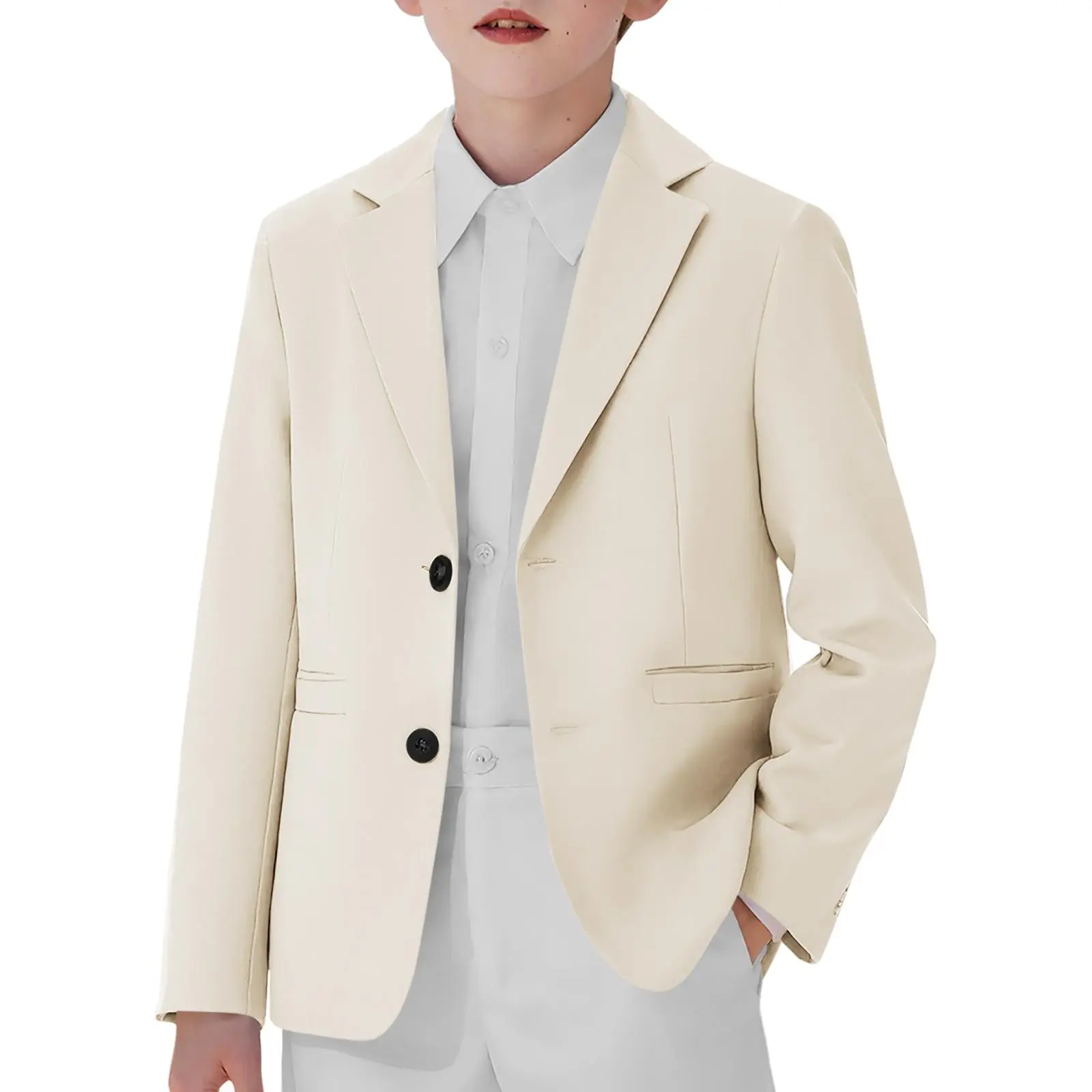 Haloumoning Boys' Slim-Fit Blazer - Kids' 2-Button Casual Sport Coat Suit Jacket with Pockets, Basic Solid Color Clothes Kids Wear for 5-14 Years