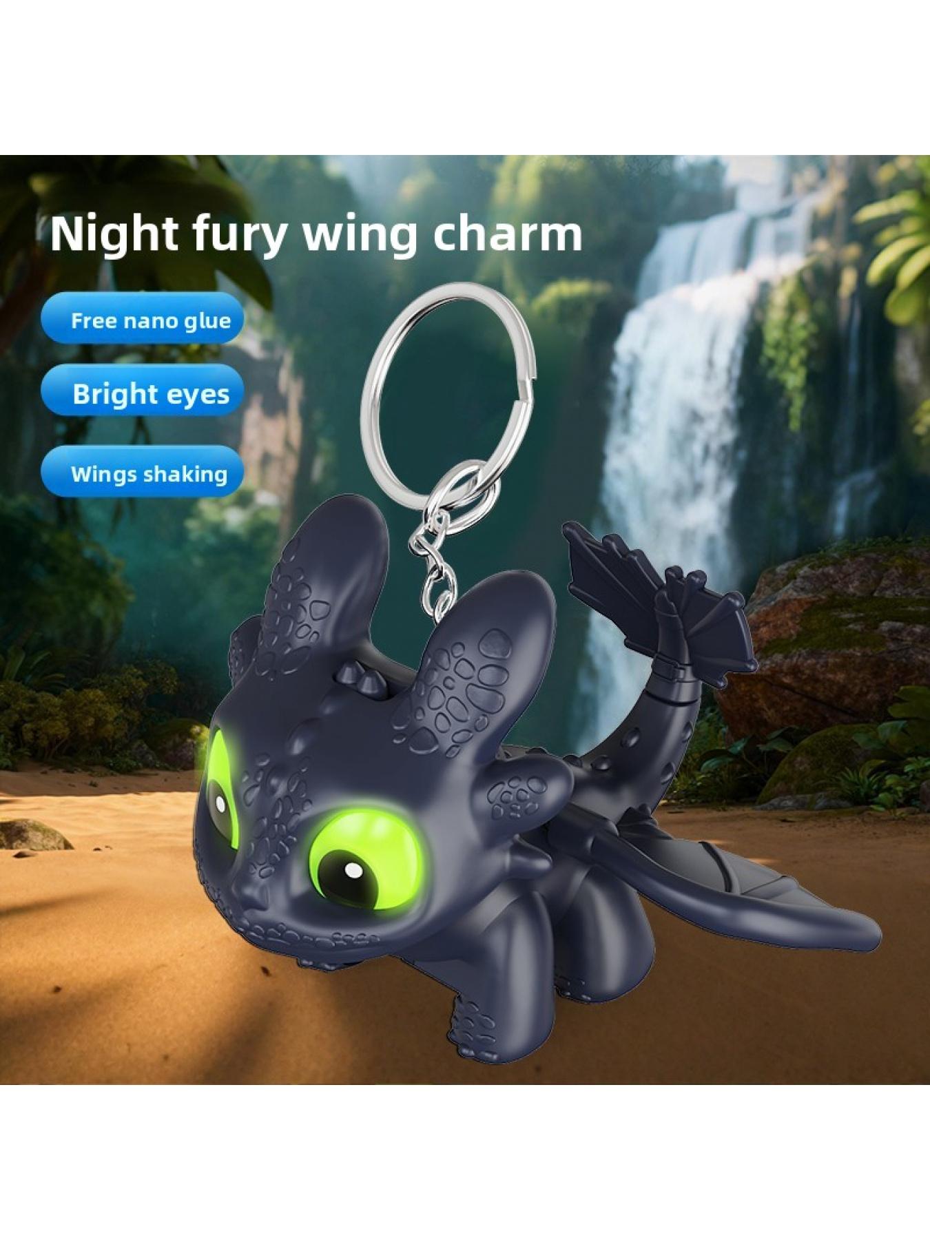 Luminous Dragon Trainer Toothless Keychain, Cute Movable Light-Up Pendant, Unique Gift for Birthday, All-Season Cartoon Style Accessory
