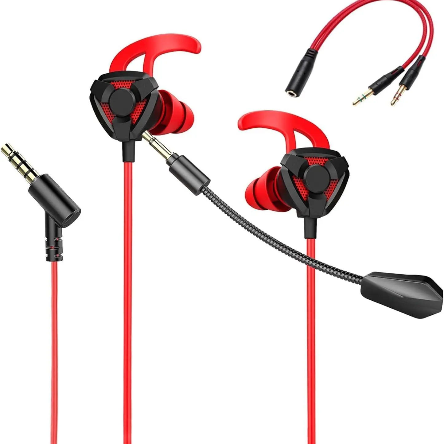 Wired Gaming Headset with Microphone, FPS Headset, Compatible with Xbox One Ps4 Ps5 Nintendo Switch, Mobile Phone & PC, Detachable Noise Cancelling Earphones