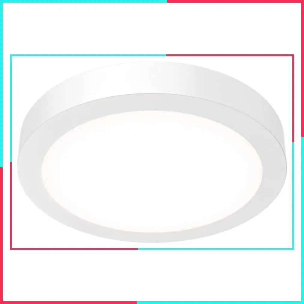 6 Inch Slim LED Ceiling Light, Low Profile Surface Mount Downlight for Shower or Closet, 3000K/4000K/5000K Selectable White Light, Edged Trim, Wet Rated, Matte White