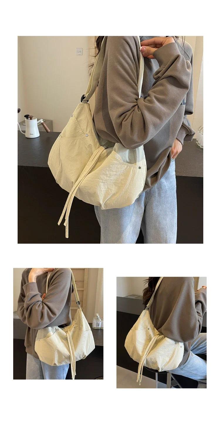 Zipper Solid Nylon Women's Handbags 2026 High Quality Sewing Thread Bags for Women Casual Interior Compartment Crossbody Bags