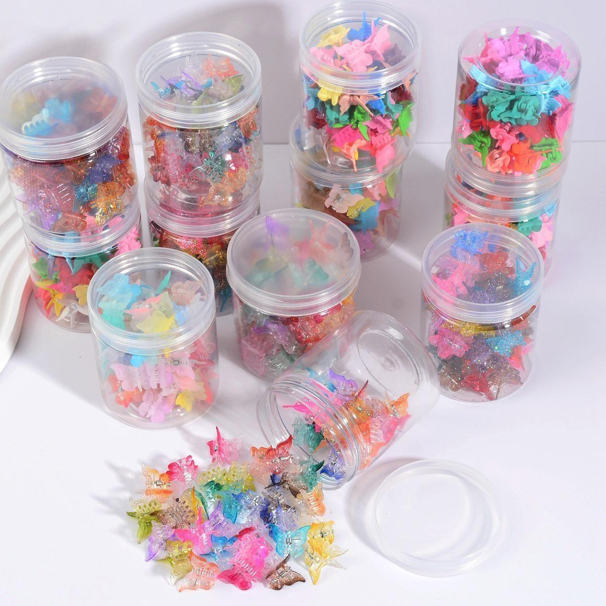 50 Pcs Shiny Mini Butterfly Hair Clips, Candy Color Spray Paint, Gentle on Hair, Perfect for Side Bangs and Boat Hairstyles