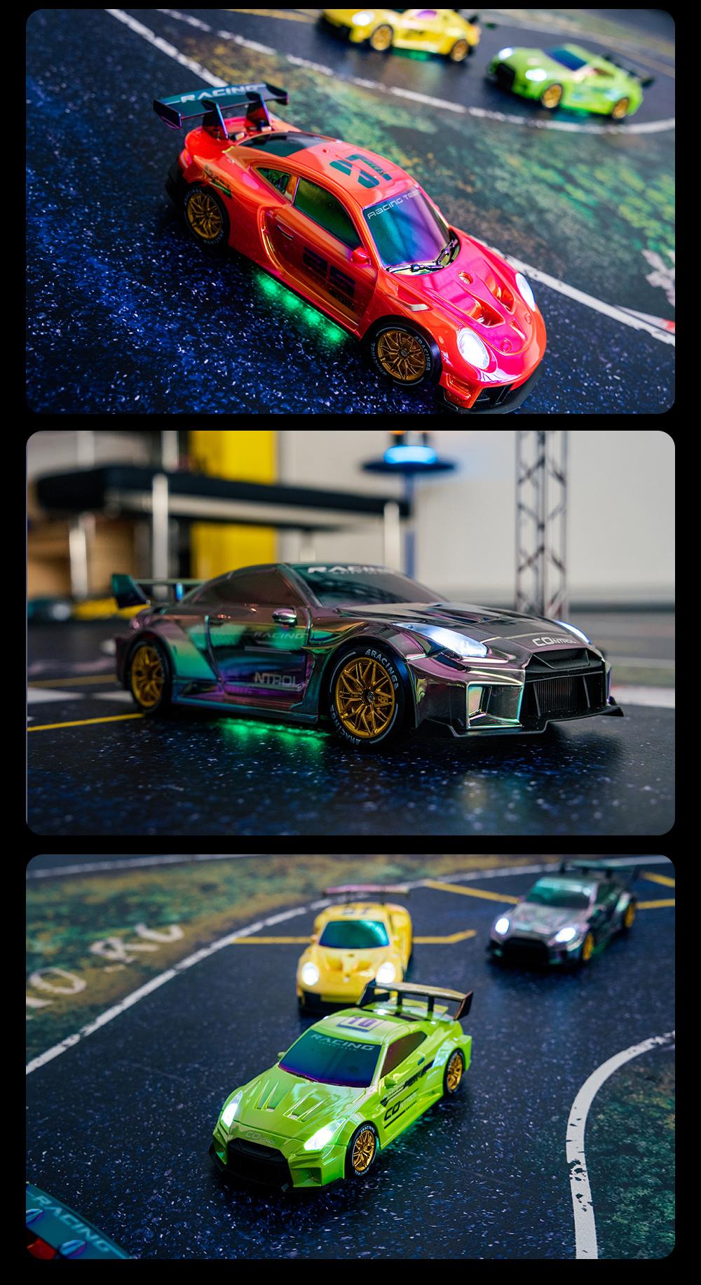 1:24 RC Drift Car, 2.4g Four-Wheel Remote Control Toy, LED Lights, Obstacle Props, Perfect Birthday Gift, Requires 2 Aa Batteries