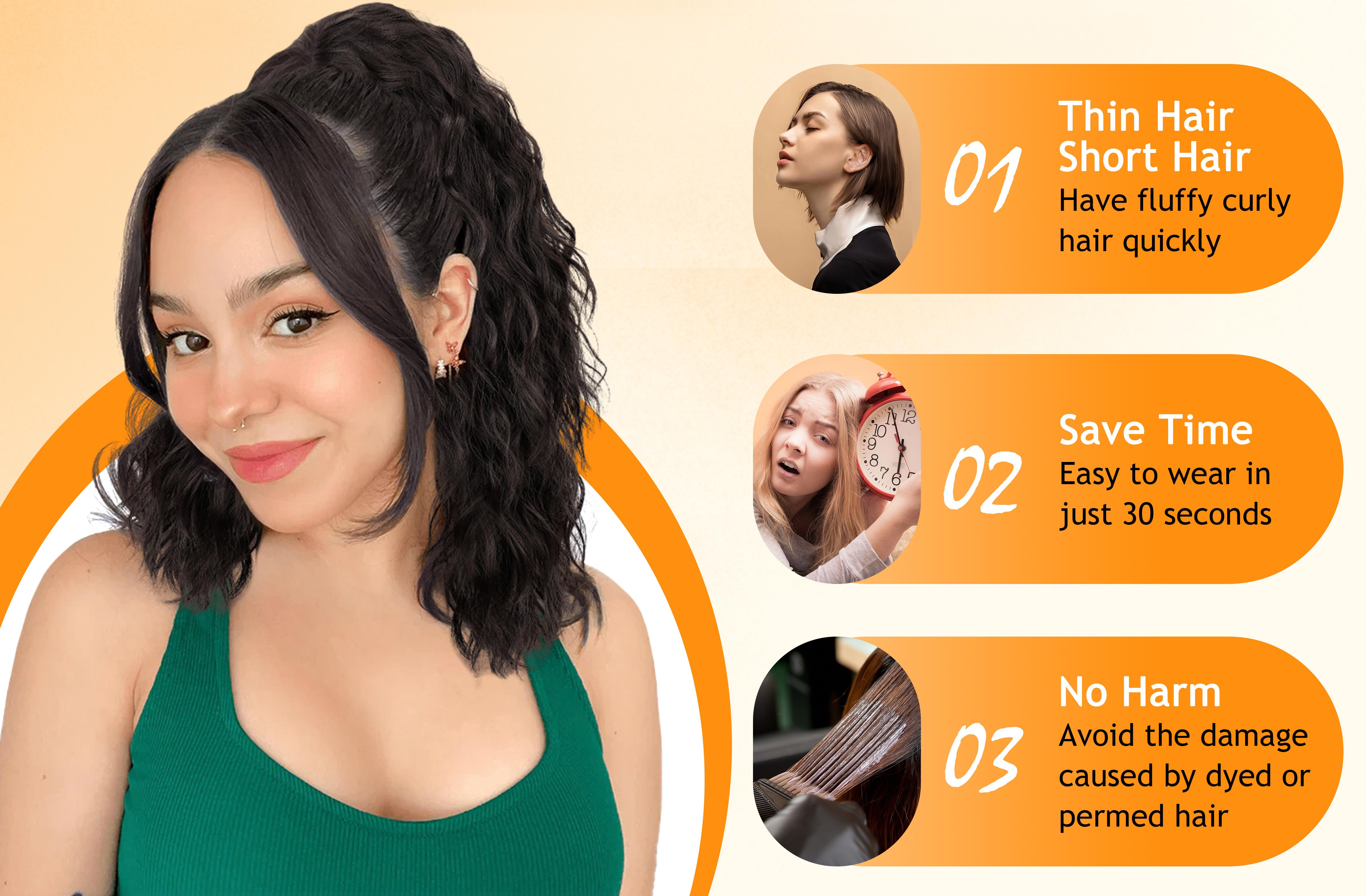 [KooKaStyle]  Black Brown Ponytail Extension 18" Curly Pony Tail Clip in Claw Ponytail Fluffy Natural Looking Synthetic Hairpiece for Women