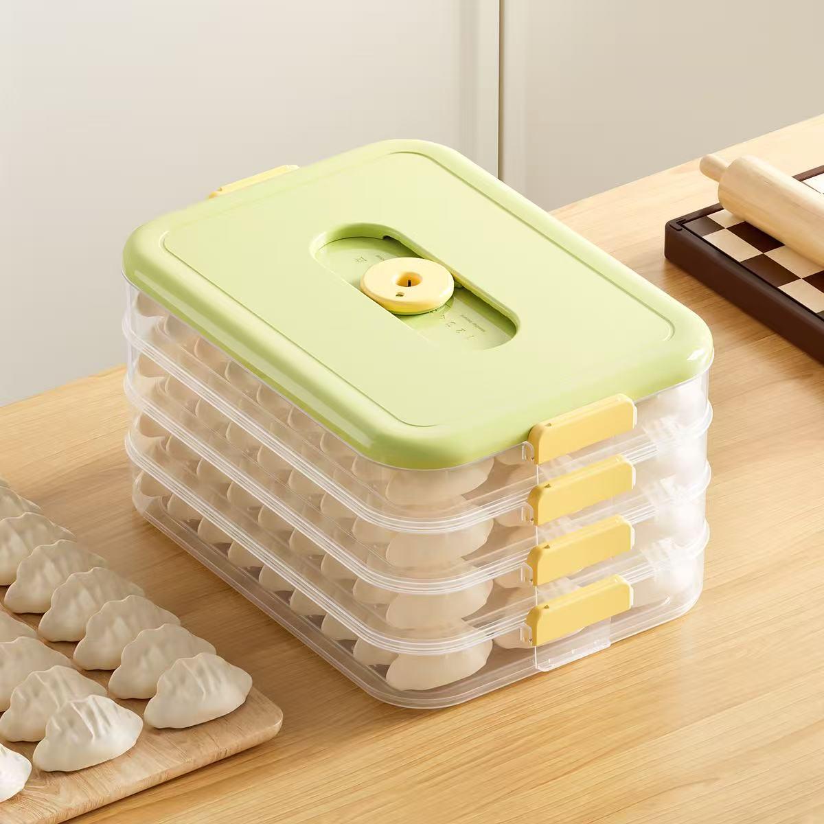 Egg Storage Box Fridge Sealed Timer Freshness Container Multi-Layer Egg Holder Rack Plastic Transparent with Lid